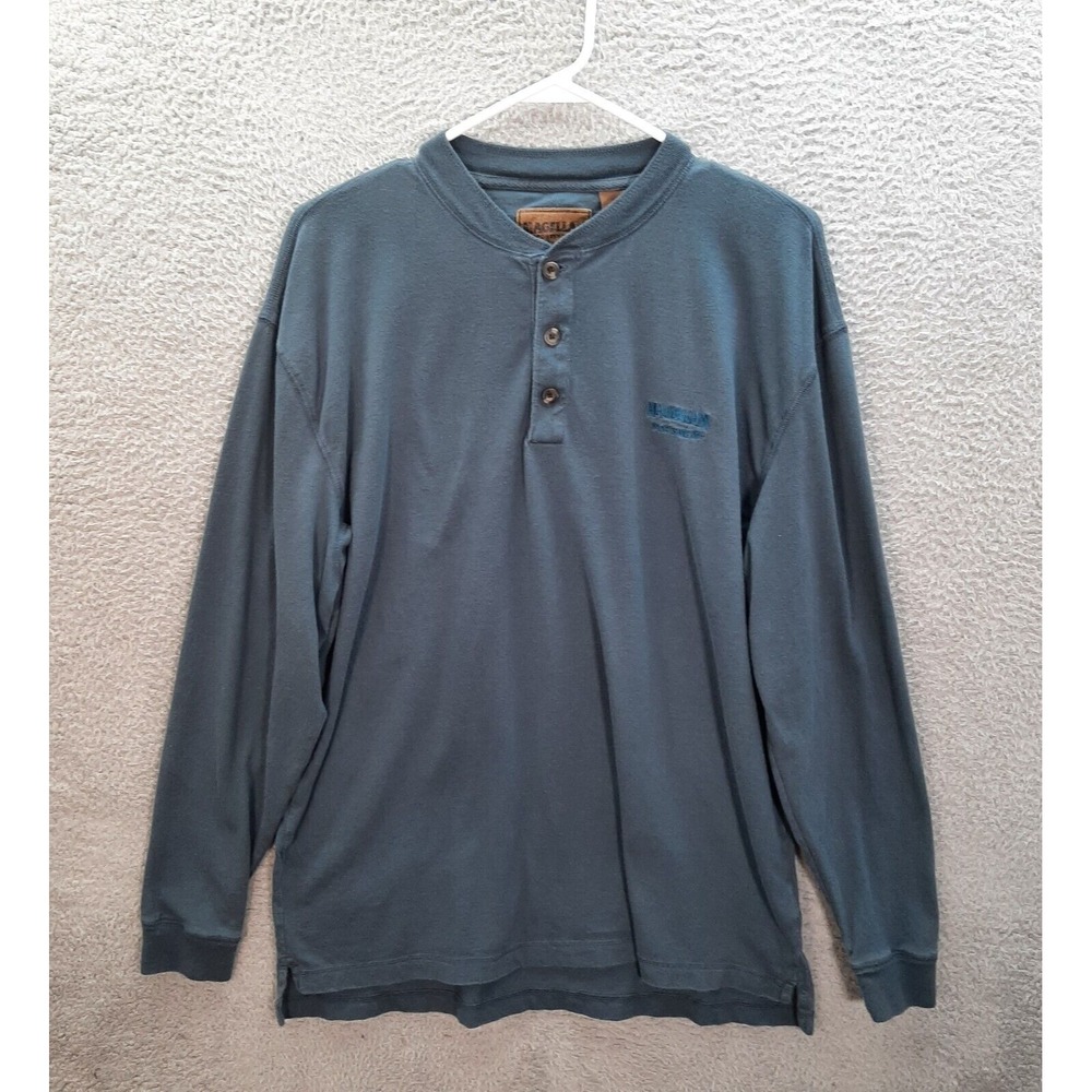 Magellan Shirt Adult Large‎ Blue Henley Outdoors Camping Fishing Workwear Mens